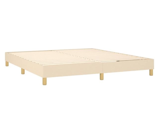 Пружинно легло с матрак и LED, кремаво, 160x200 см, текстил