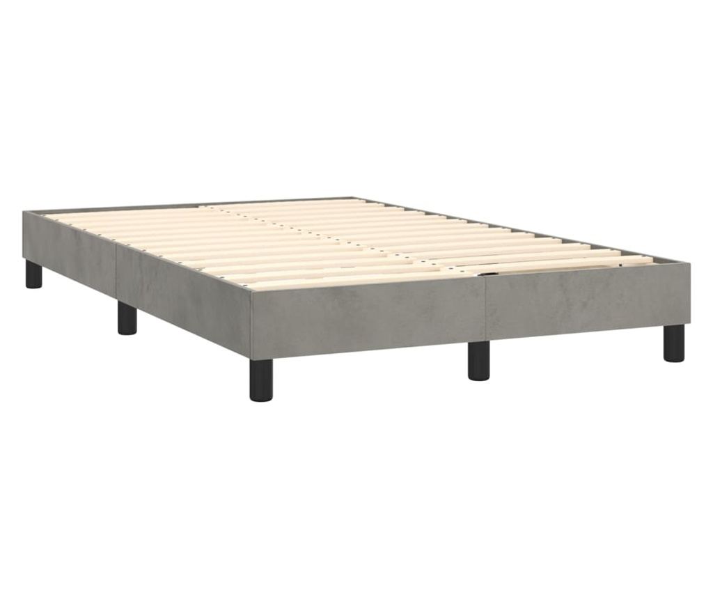 Континентално легло с матрак, светло сиво, 120x200 см, кадифе - 4