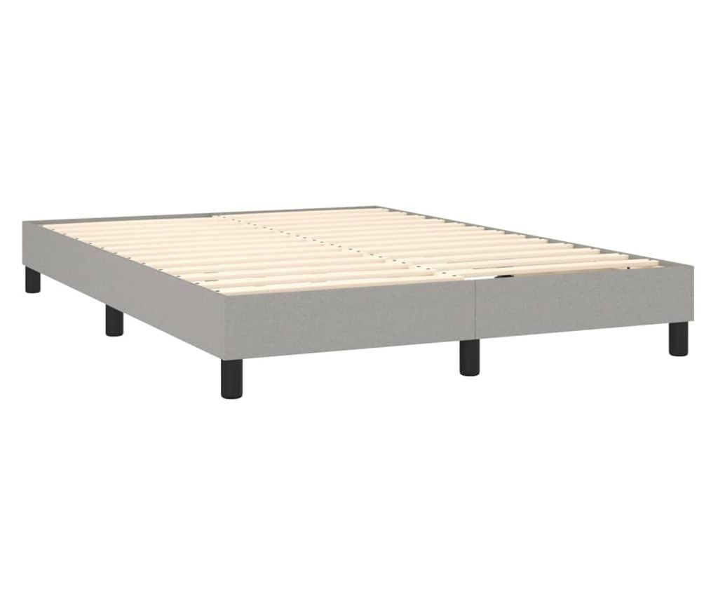 Континентално легло, светло сиво, 140x200 см, текстилен материал - 4