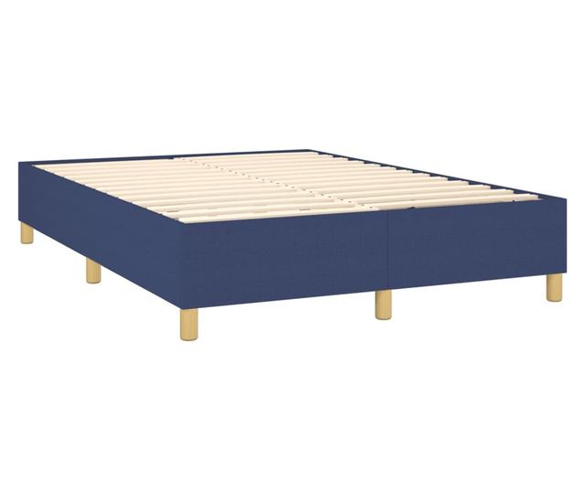 Континентално легло с матрак, синьо, 140x200 см, текстилна материя