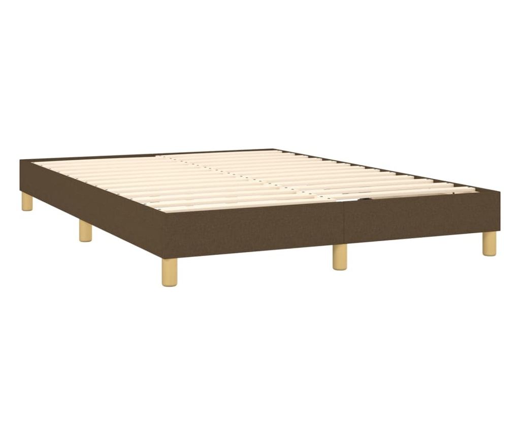 Пружинно легло с матрак и LED, тъмнокафяво, 140x190 см, текстил - 5