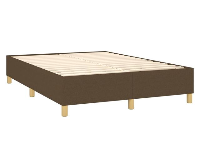 Пружинен легло с матрак и LED, тъмнокафяв, 140x190 см, текстил