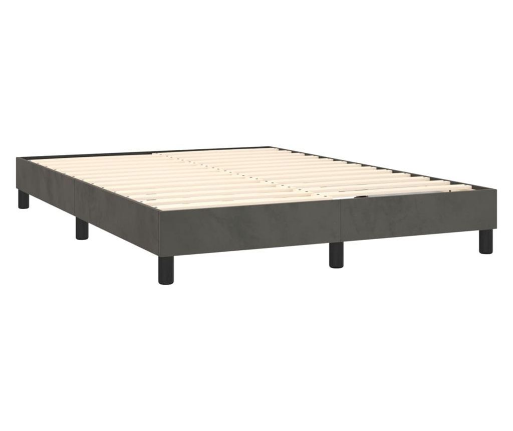 Легло с пружини, матрак и LED, тъмносиво, 140x190 см, кадифе - 5