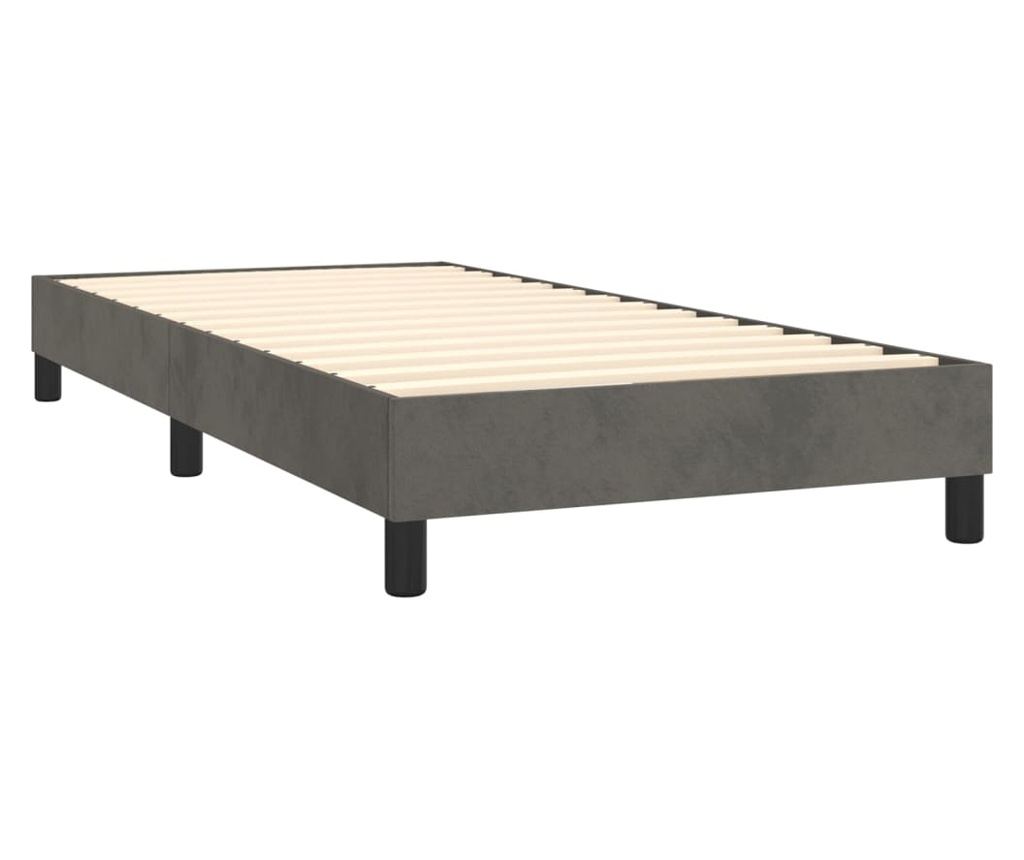 Boxspring postelja z vzmetnico, temno siva, 100x200 cm, žamet - 4