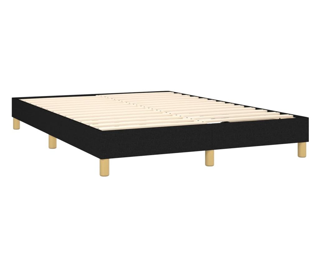 Box krevet s madracem, crni, 140x190 cm, tekstil - 4