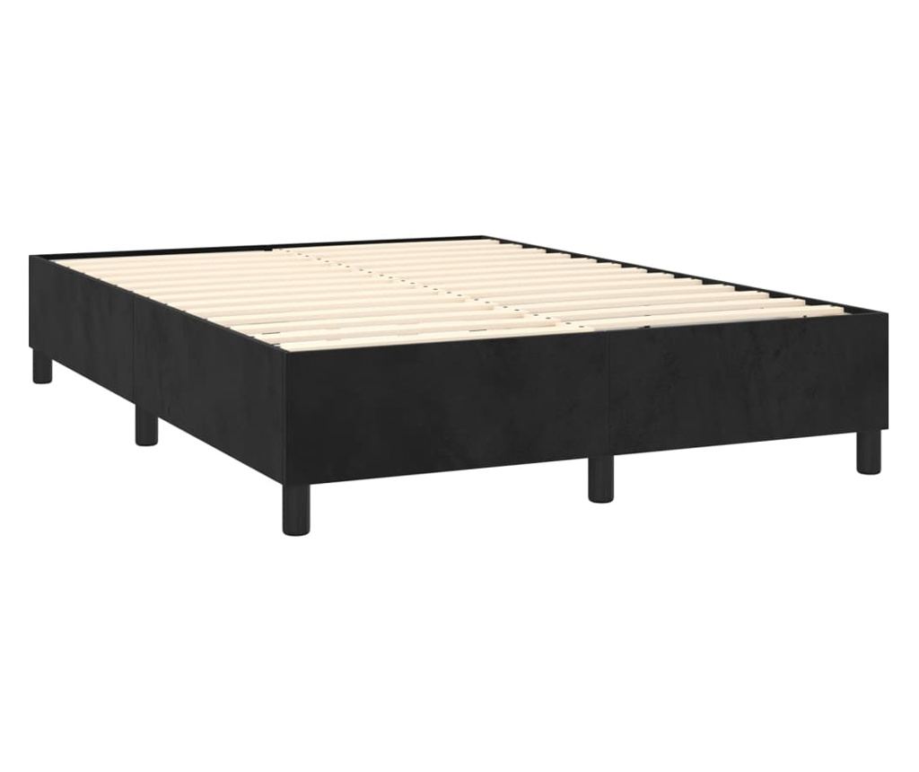 Boxspring krevet s madracem, crni, 140x190 cm, baršun - 4