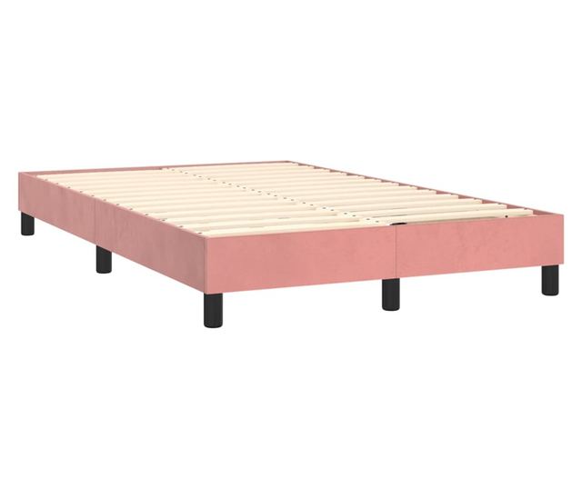 Легло с матрак и LED, розово, 120x200 см, кадифе