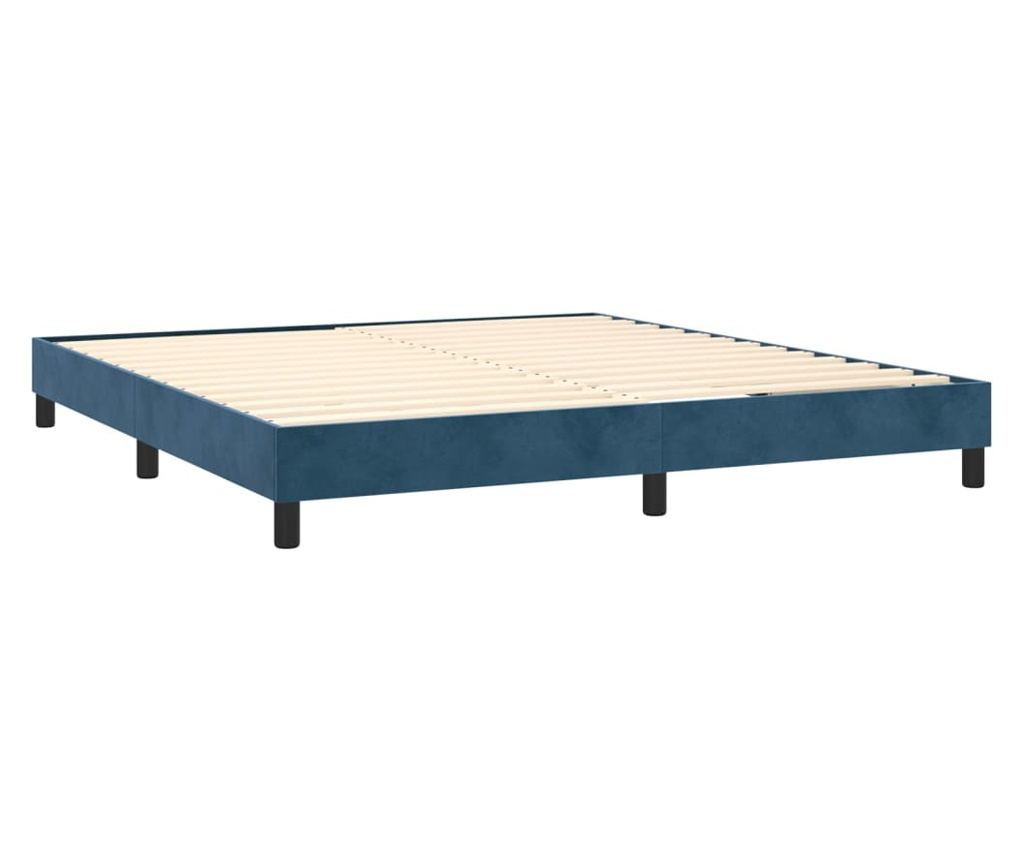 Боксспринг легло с матрак, тъмносиньо, 160x200 см, кадифе - 4