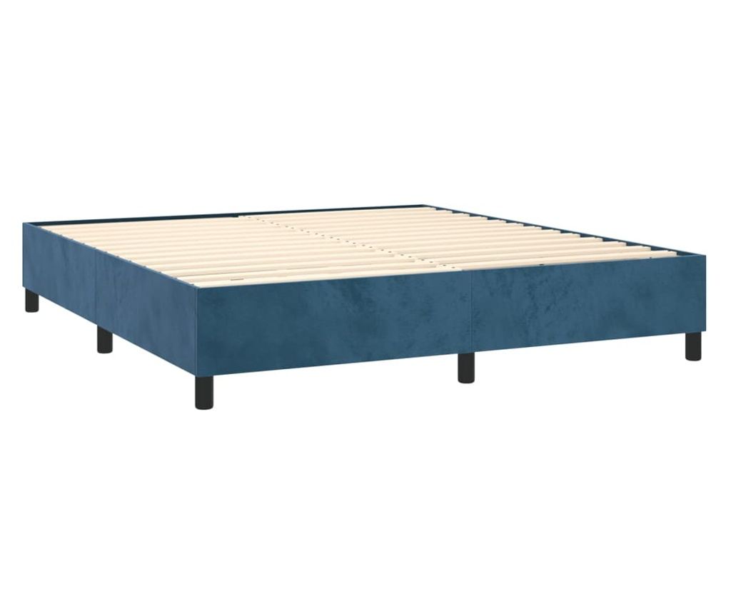 Box krevet s madracem, tamnoplavi, 160x200 cm, baršun - 4