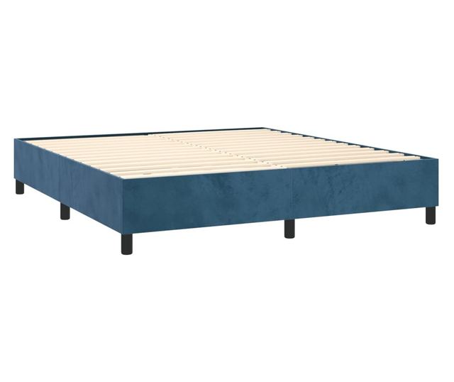 Боксспринг легло с матрак, тъмносиньо, 160x200 см, кадифе