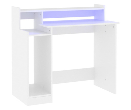 fehér szerelt fa íróasztal LED-ekkel 97 x 90 x 45 cm