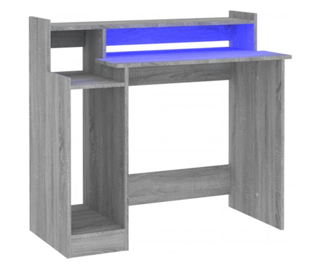 Pisalna miza z LED lučkami siva sonoma 97x45x90 cm inž. les
