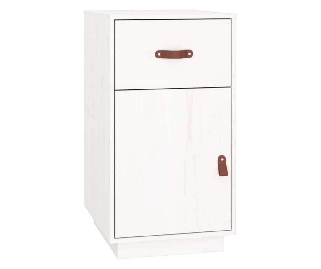 Pisalna miza z omarami, bela, 135x50x75 cm, masivni borovec - 8