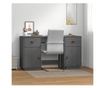Pisarna s omaricami, siva, 135x50x75 cm, masivno borovo les.