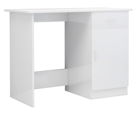 Pisalna miza visok sijaj bela 100x50x76 cm iverna plošča