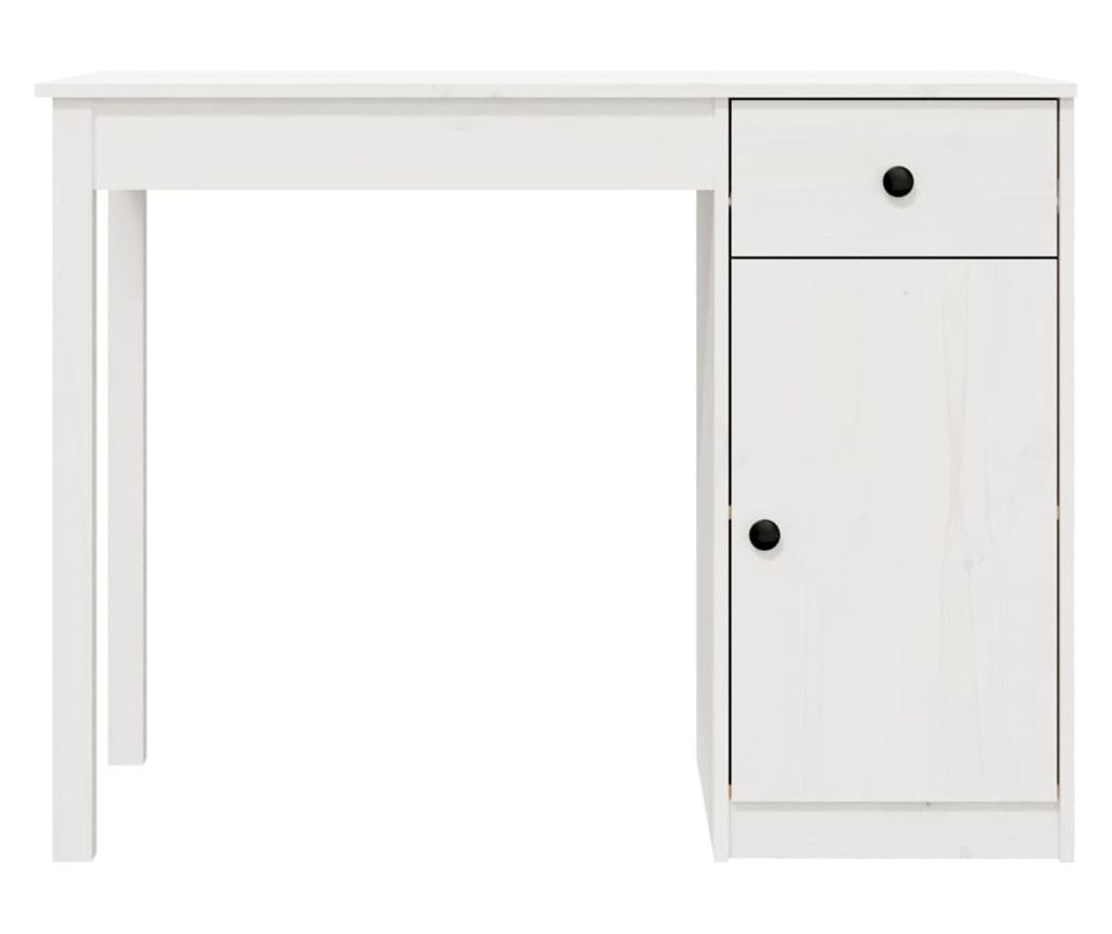 Γραφείο, λευκό, 100x50x75 εκ., μασίφ ξύλο πεύκου - 6