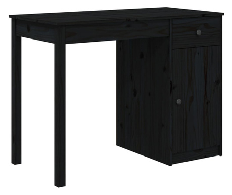 Pisalna miza črna 100x50x75 cm trdna borovina