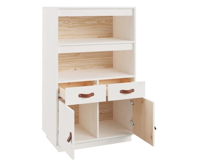 Tall Cabinet, White, 67x40x108.5 cm, Solid Pine Wood