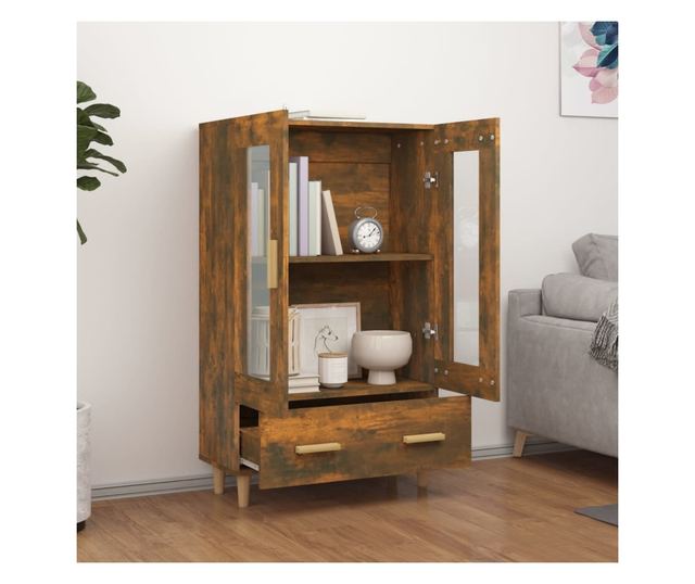 füstös tölgy színű szerelt fa magasszekrény 70 x 31 x 115 cm