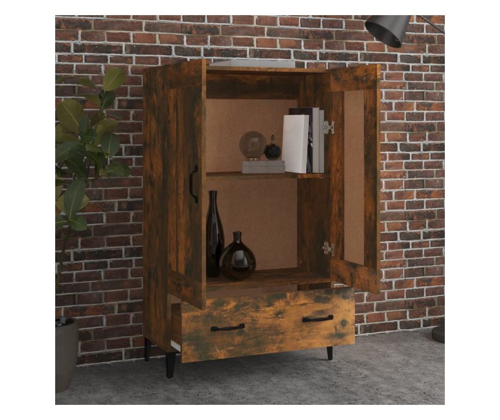 füstös tölgy színű szerelt fa magasszekrény 70 x 31 x 115 cm - 4