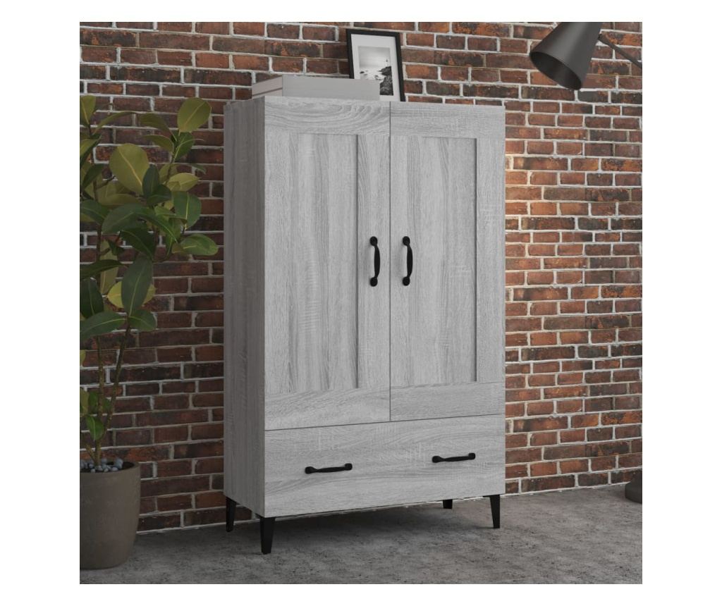 szürke sonoma színű szerelt fa magasszekrény 70 x 31 x 115 cm - 2