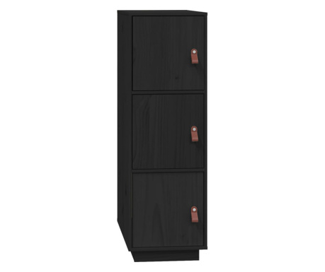 Висок шкаф, черен, 34x40x108,5 см, борово дърво масив