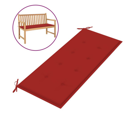 Възглавница за градинска пейка, червена, 120x50х3 см