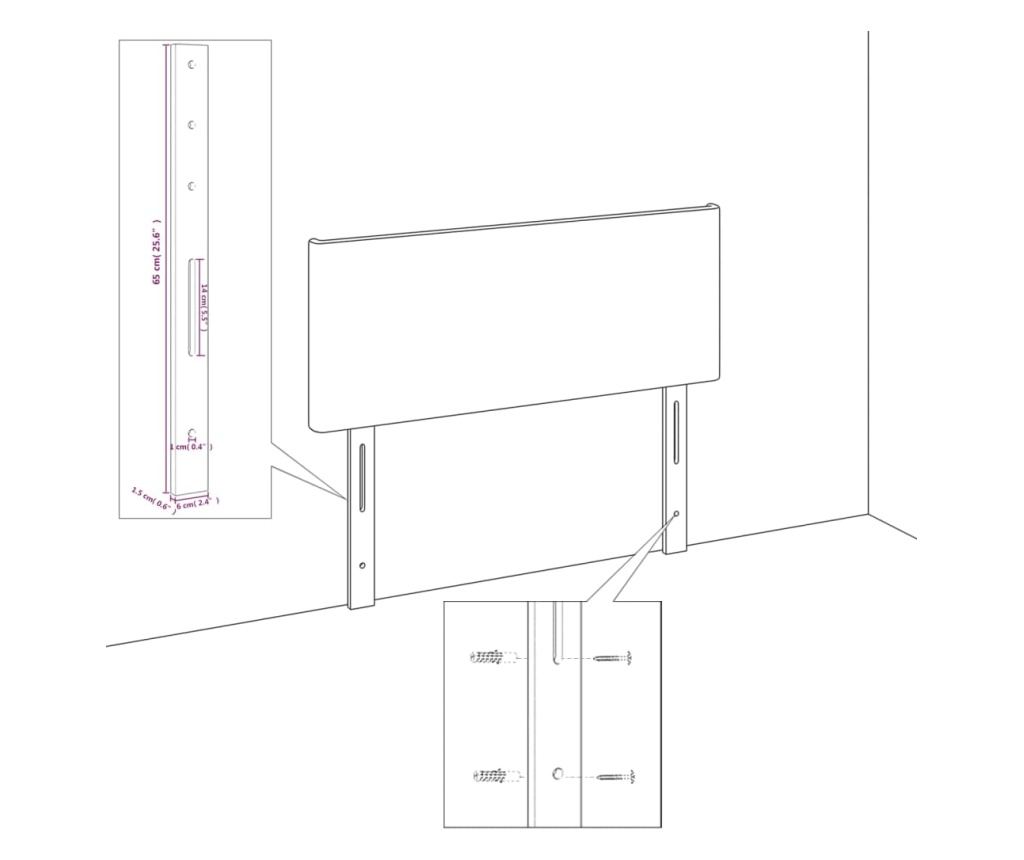 Čelo postele černé 90x5x118/128 cm sametové - 6