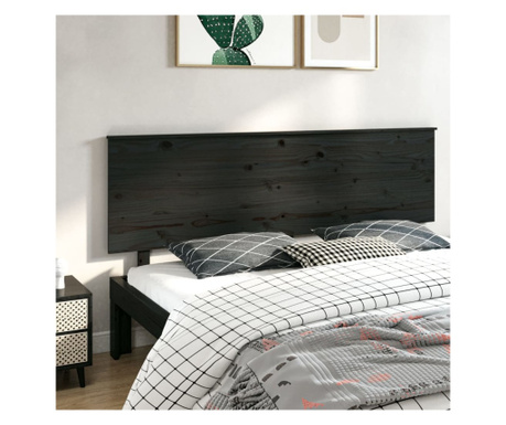 Tăblie de pat, negru, 204x6x82,5 cm, lemn masiv de pin