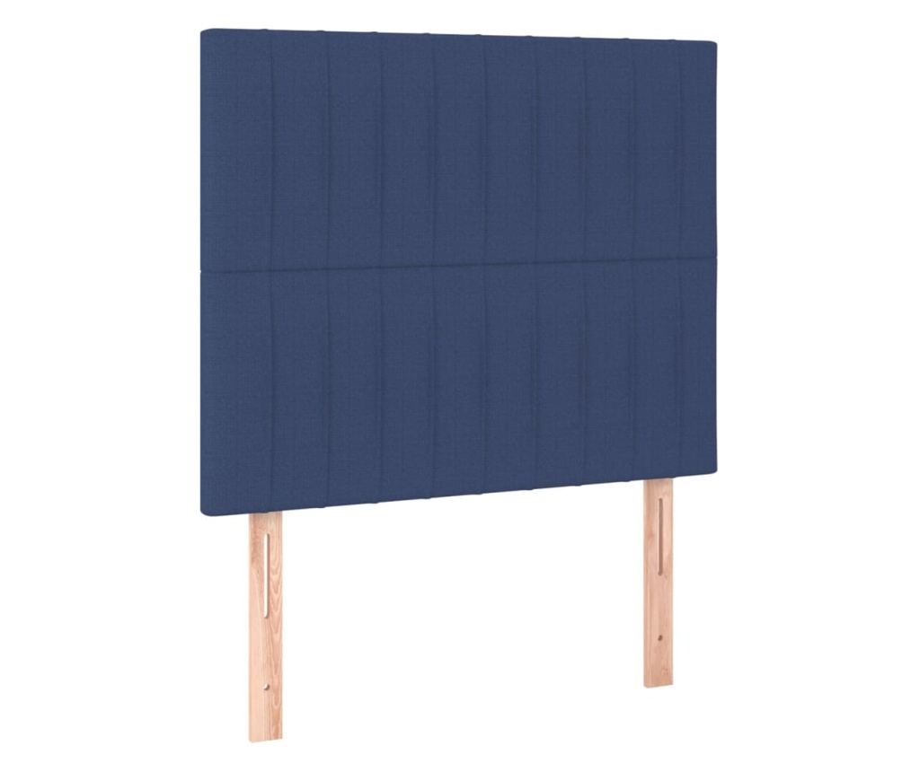 Krevet s oprugama, madracem i LED rasvjetom, plavi, 90x190 cm, tekstil - 7