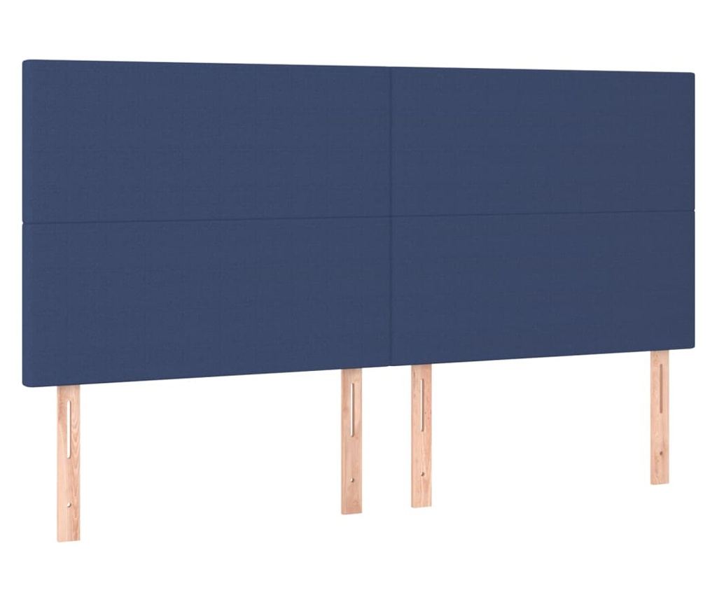 Боксспринг легло с матрак, синьо, 200x200 см, текстил - 5