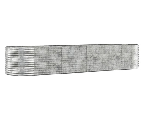 Jardinieră, argintiu, 396x100x68 cm, oțel vopsit electrostatic