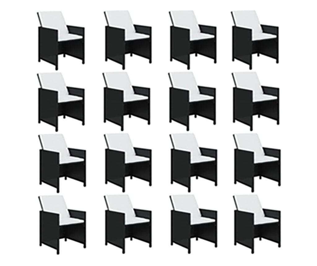 Градински комплект с възглавници 21 части полиратан черен - 7