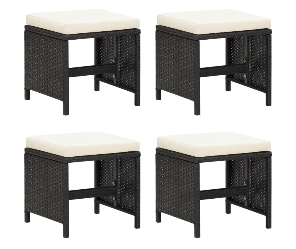 Градински комплект с възглавници 21 части полиратан черен - 11