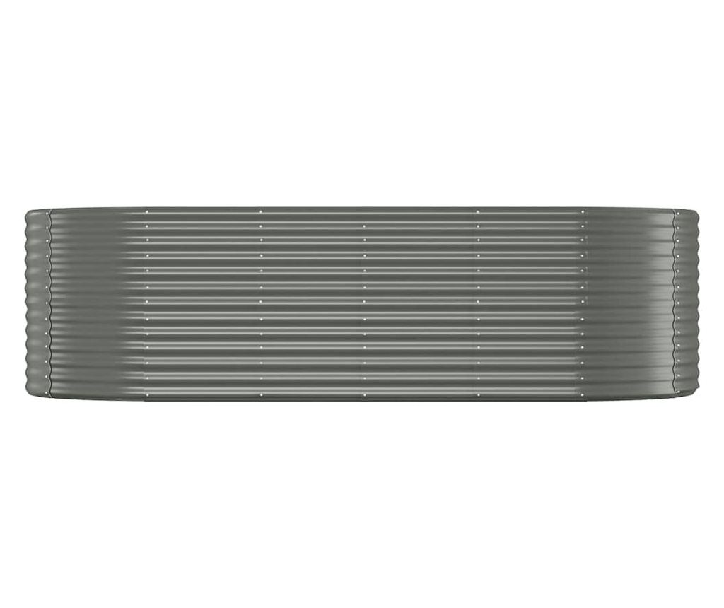 Градинска саксия сива 249x100x68 см прахово боядисана стомана - 3