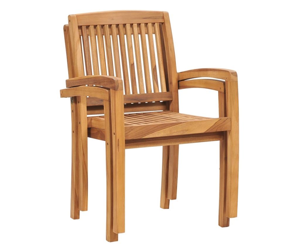 Градински столове с бежови възглавници, 2 бр., масивно тиково дърво - 3