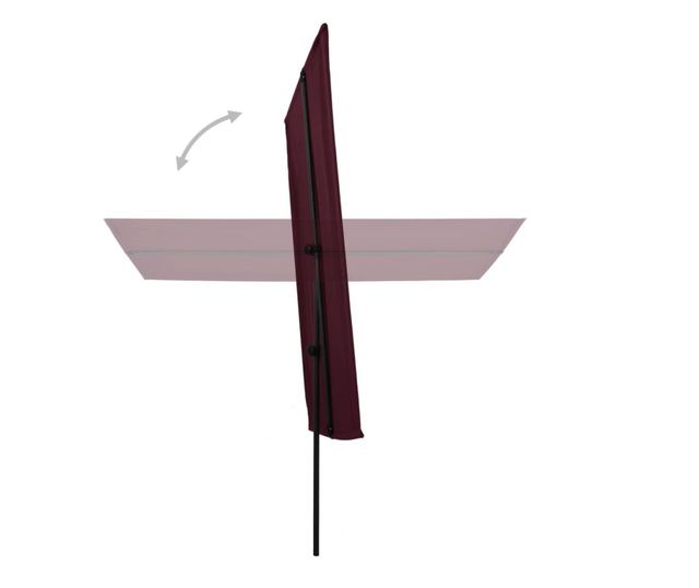 Външен чадър, алуминиев стълб, бордо, 2 x 1,5 см