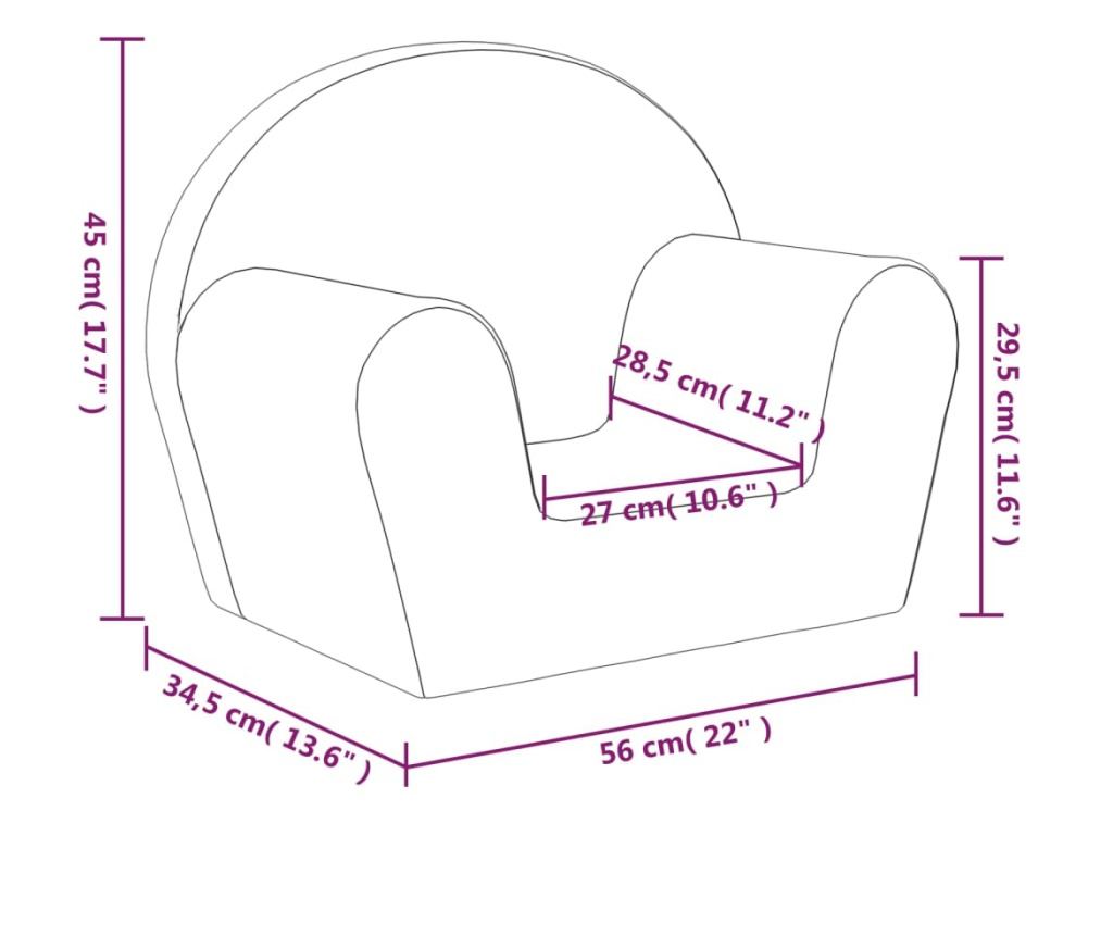 Otroška kavč, svetlo siva, mehak pliš - 8