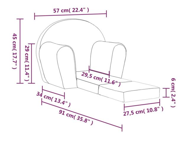 Otroški kavč, roza, mehek pliš