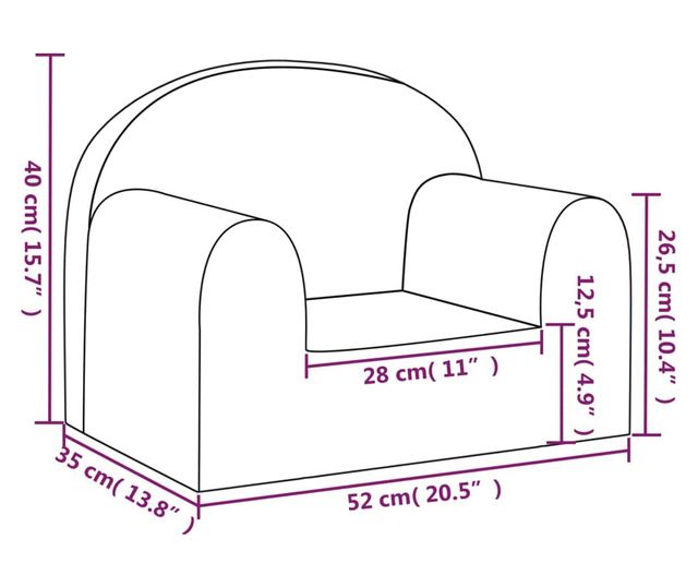Otroška kavč, svetlo siva, mehak pliš