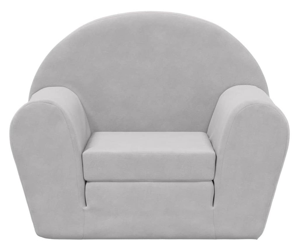 Otroška kavč, svetlo siva, mehak pliš - 3