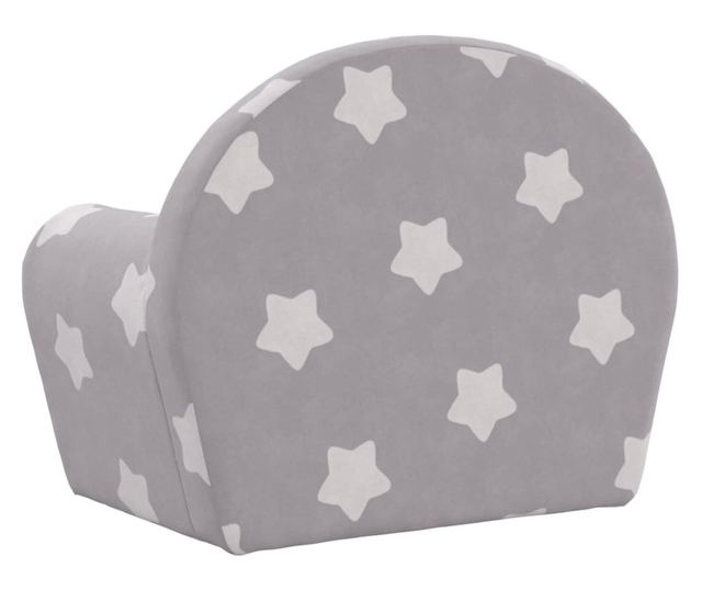 Otroška kavč, svetlo siva z zvezdami, mehak pliš