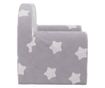 Otroški kavč, svetlo siv z zvezdami, mehak pliš