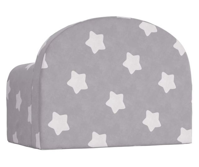 Otroški kavč, svetlo siv z zvezdami, mehak pliš