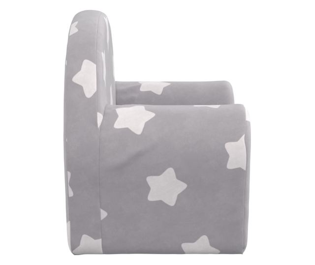 Otroška kavč, svetlo siva z zvezdami, mehak pliš