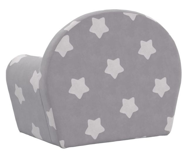 Otroška kavč, svetlo siva z zvezdami, mehak pliš