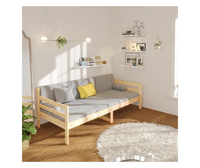 Дневно легло, 90x190 см, Масивна борова дървесина