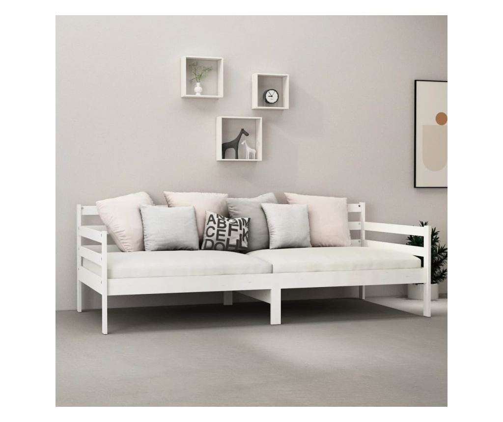 Krevet za dan, bijeli, 90x200 cm, masivno borovo drvo - 3