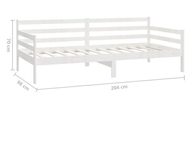 Dnevna postelja z vzmetnico 90x200 cm bela trdna borovina