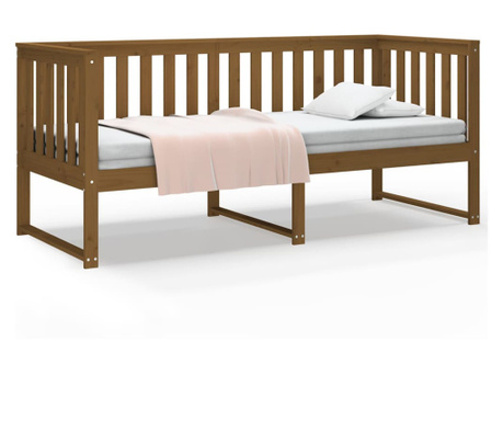 Dnevna postelja medeno rjava 75x190 cm trdna borovina